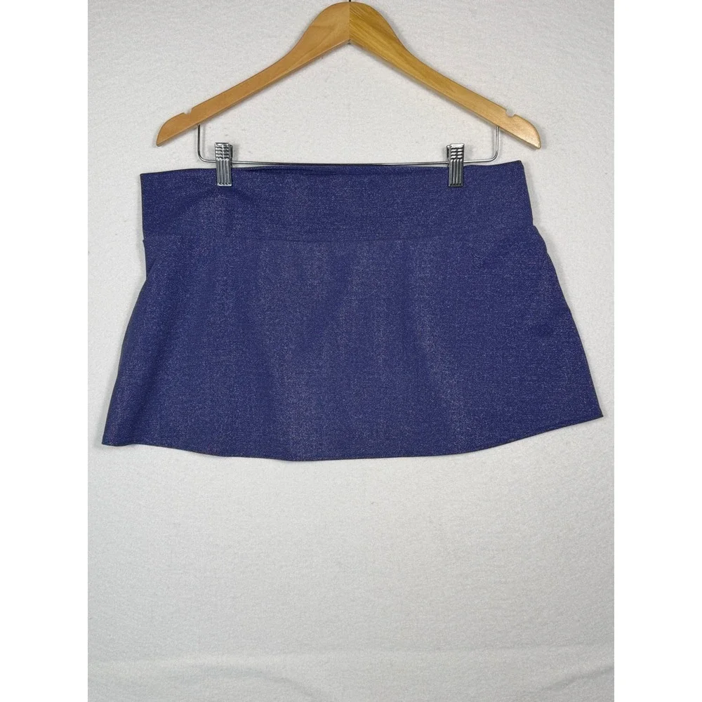 Lands End Swimsuit Skirt Set Womens 14 Blue Metallic Shimmer 2pc One Piece Skirt